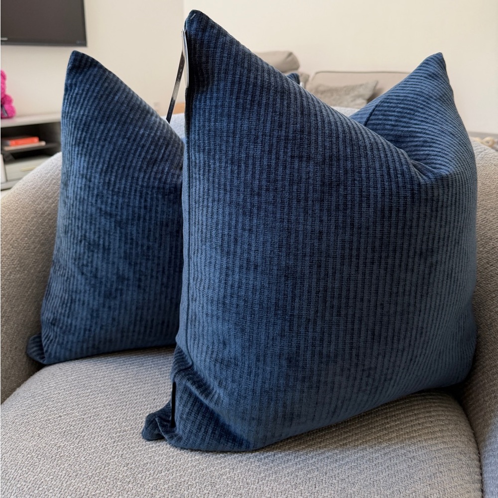 Soho Studio 23x23 Navy Blue Pattern Textured Striped Decorative Throw Pillow